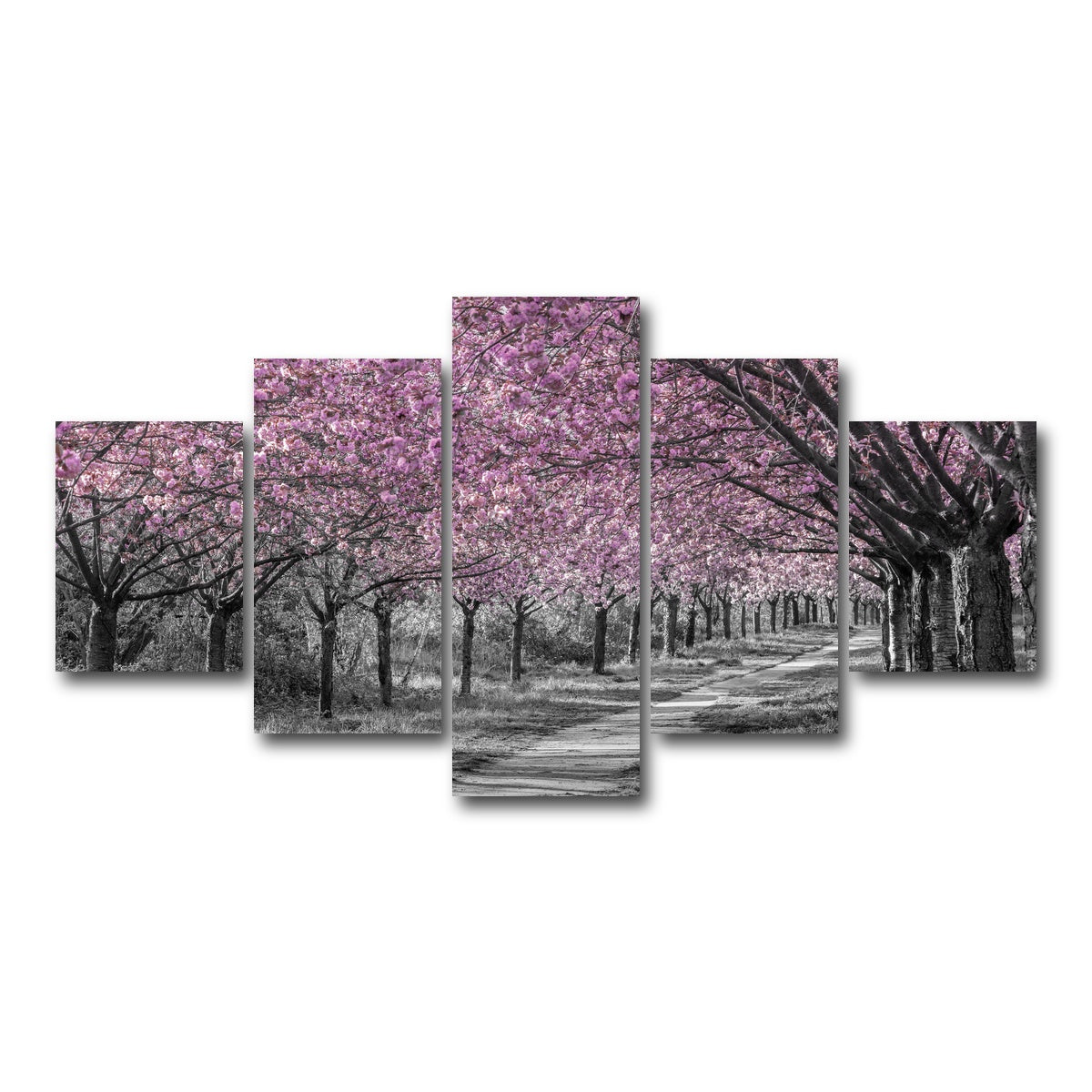 AUTO-MOCKUP WHITE | Charming cherry blossom alley in pink | 5 Piece | Gallery Wrap Canvas | group=5_short