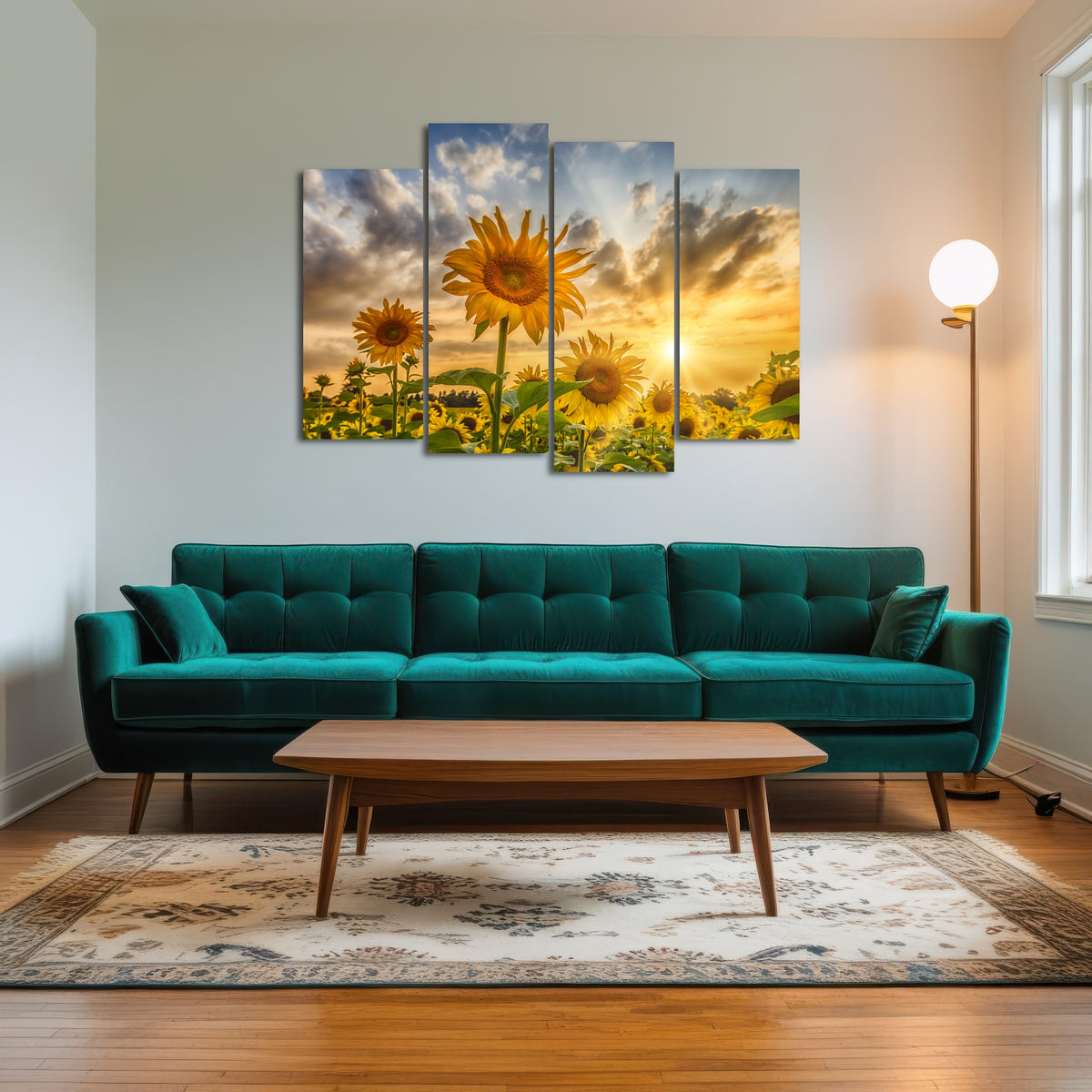 AUTO-MOCKUP ROOM | Charming sunflowers in sunset