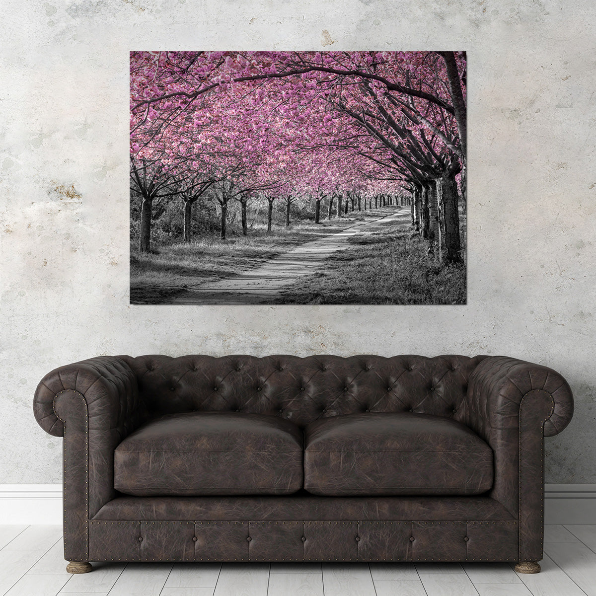 Charming Cherry Blossom Alley in Pink Wall Art