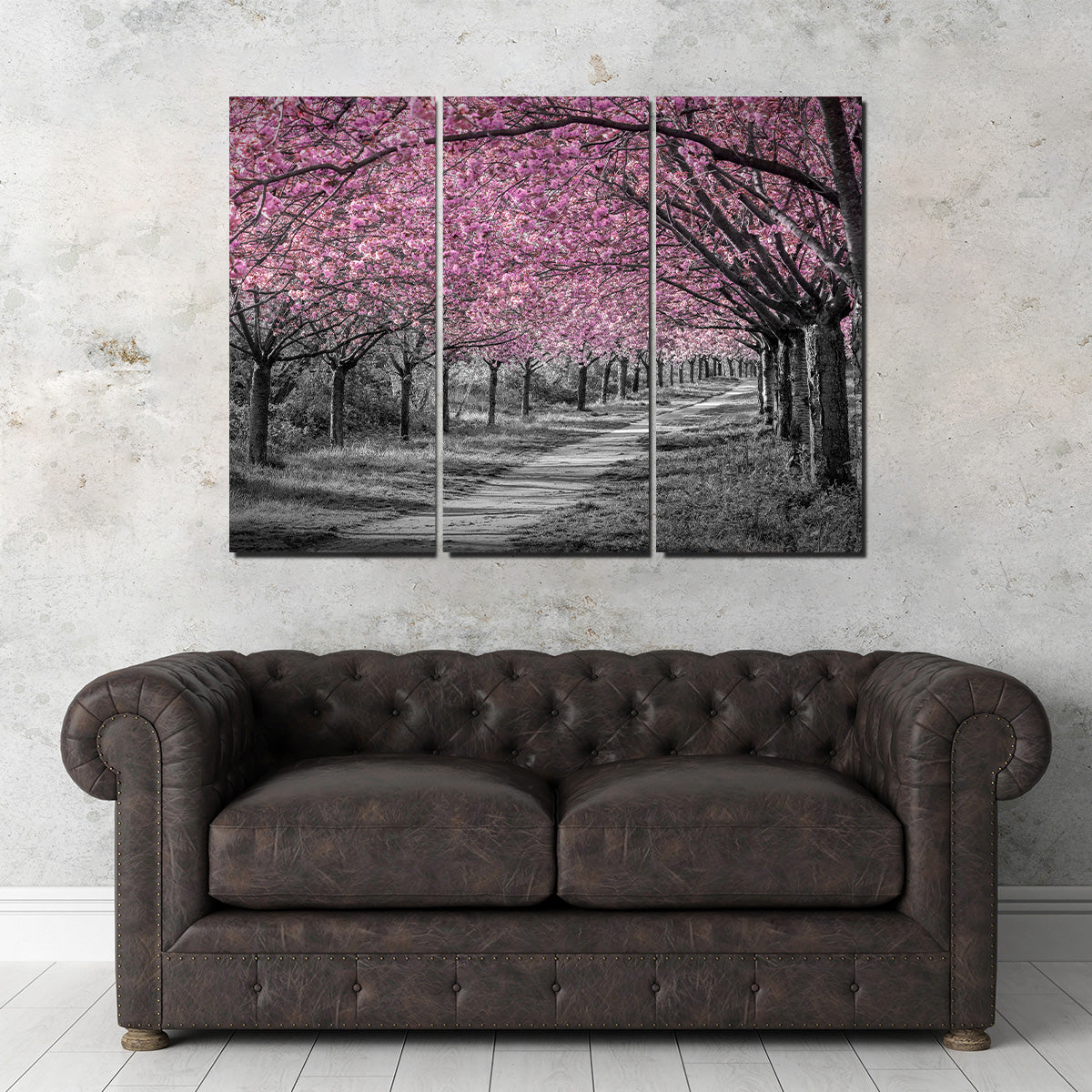 Charming Cherry Blossom Alley in Pink Wall Art