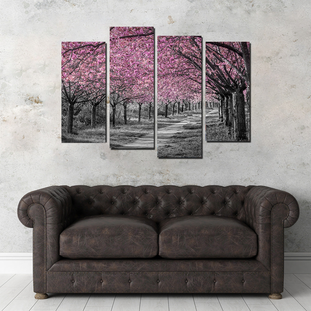 Charming Cherry Blossom Alley in Pink Wall Art