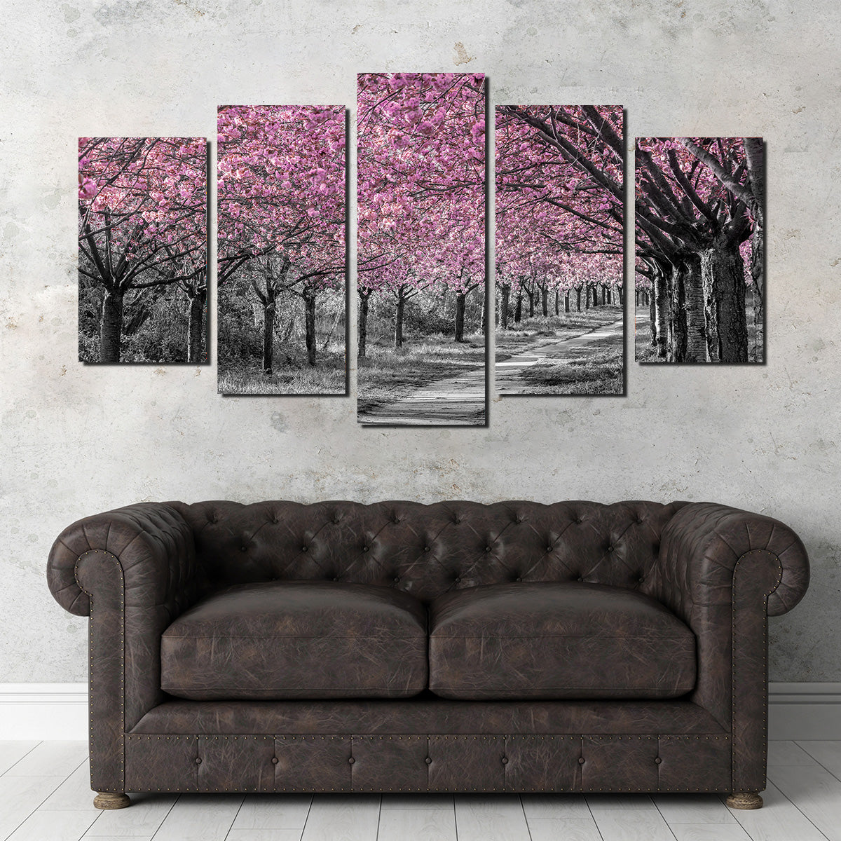 Charming Cherry Blossom Alley in Pink Wall Art