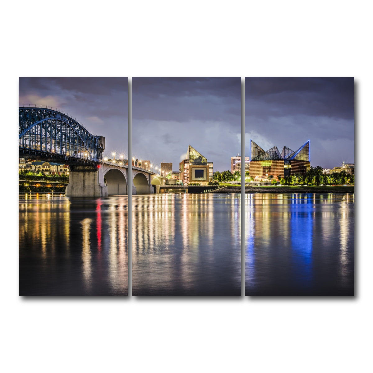 AUTO-MOCKUP WHITE | Chattanooga Tennessee River | 3 Piece | Gallery Wrap Canvas | group=12x24