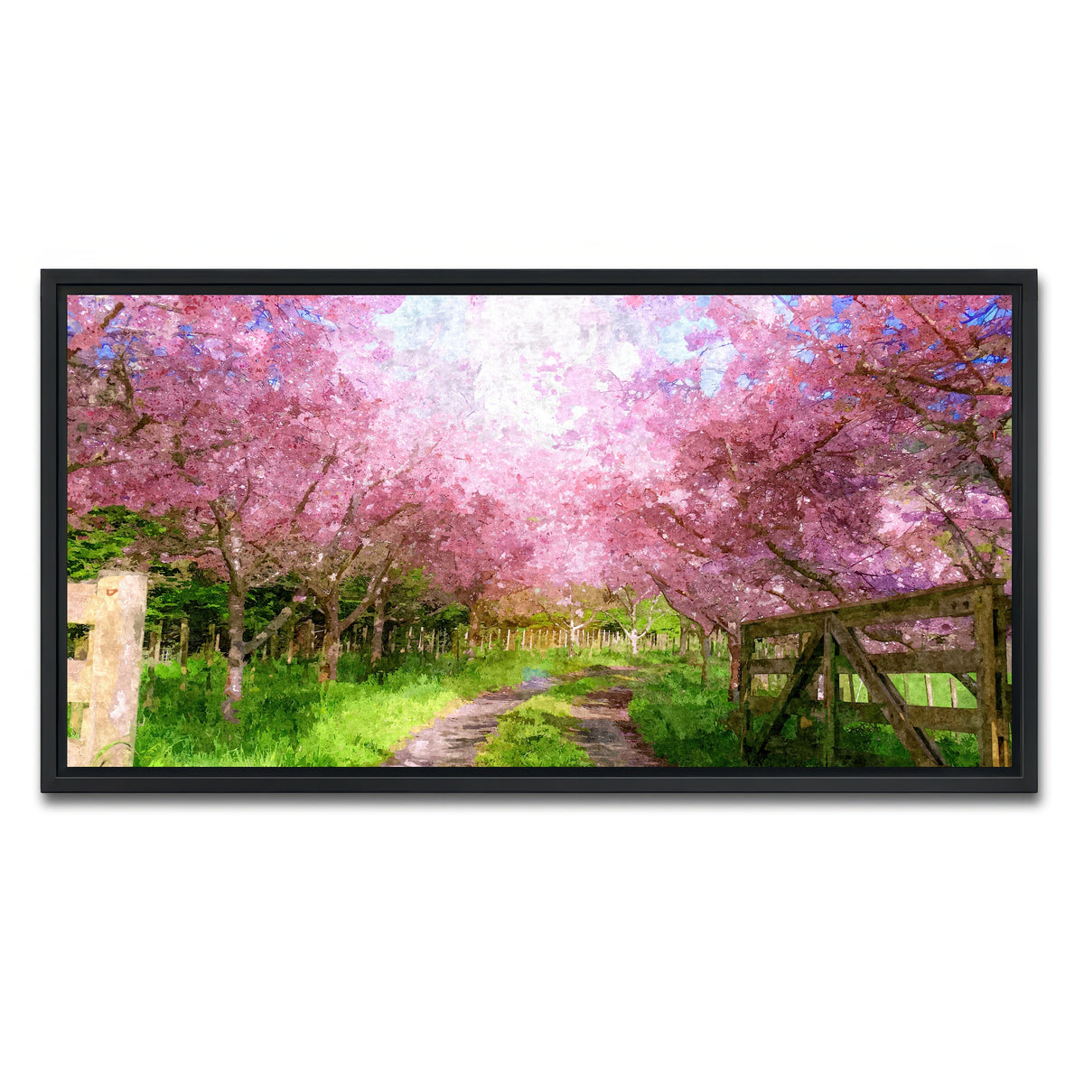 AUTO-MOCKUP WHITE | Cherry Blossom Lane | 1 Piece | Black Framed Canvas | group=2x1