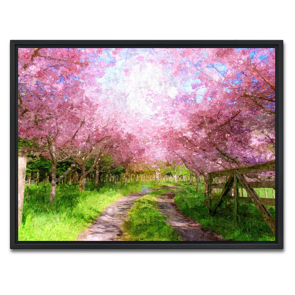 AUTO-MOCKUP WHITE | Cherry Blossom Lane | 1 Piece | Black Framed Canvas | group=4x3