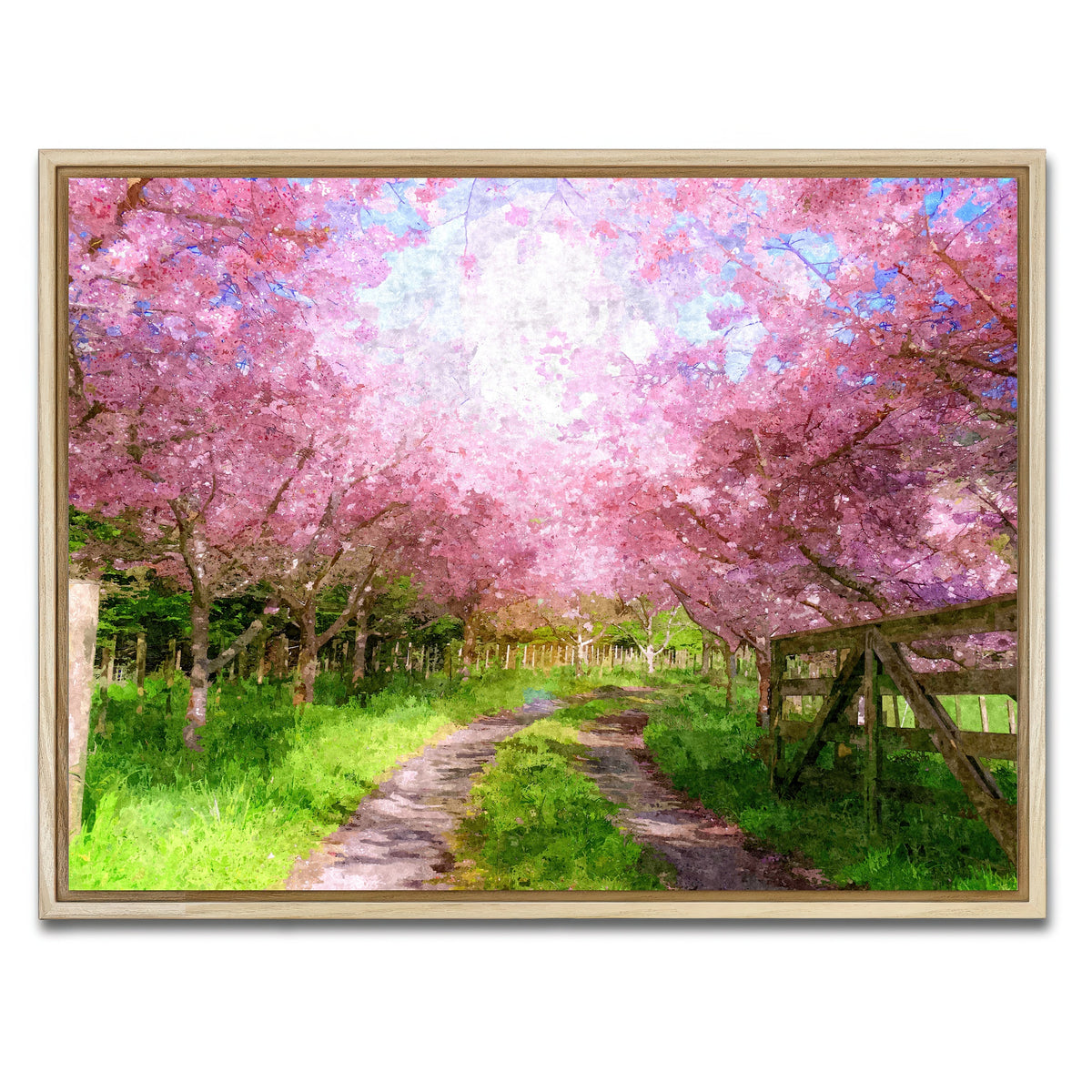 AUTO-MOCKUP WHITE | Cherry Blossom Lane | 1 Piece | Natural Framed Canvas | group=4x3