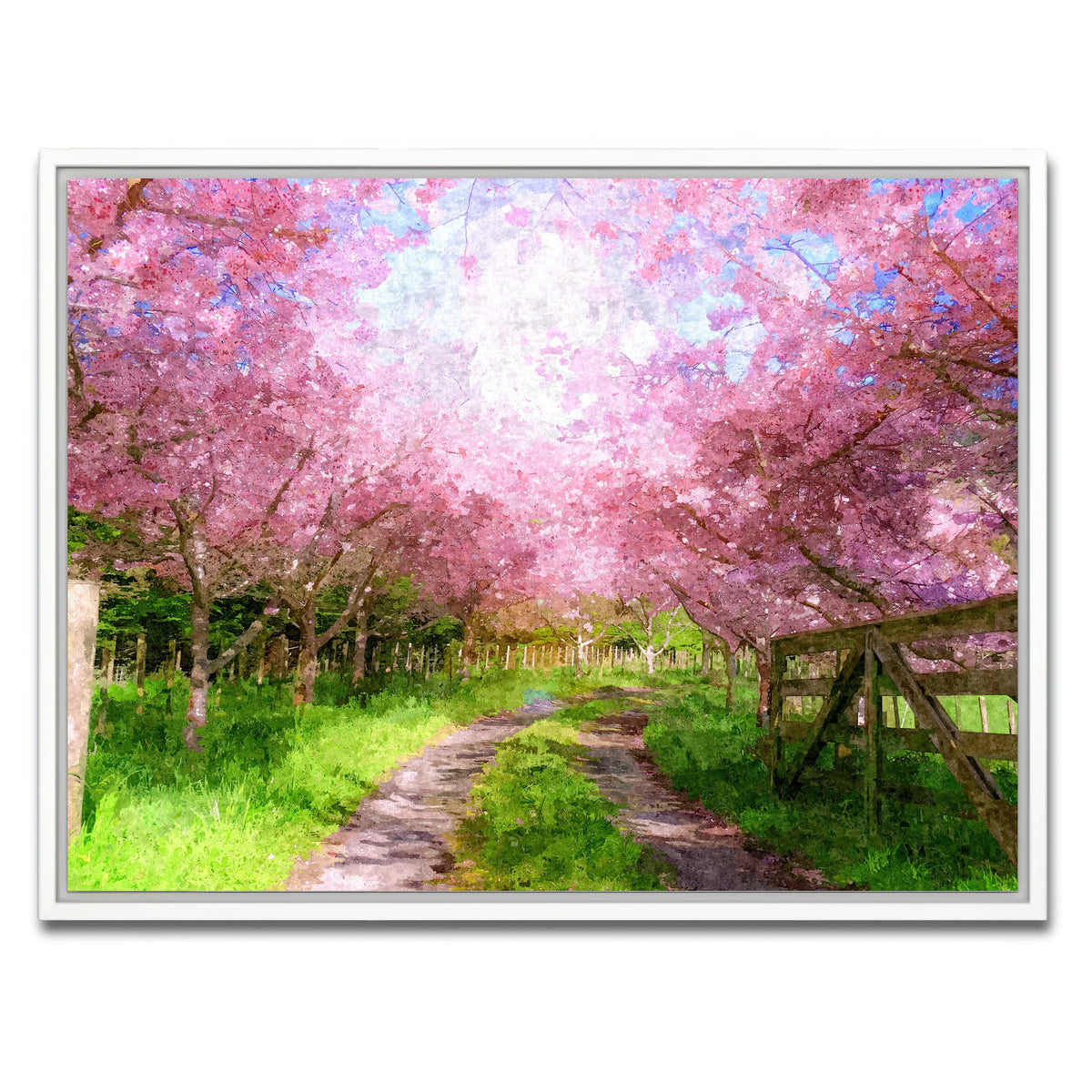 AUTO-MOCKUP WHITE | Cherry Blossom Lane | 1 Piece | White Framed Canvas | group=4x3