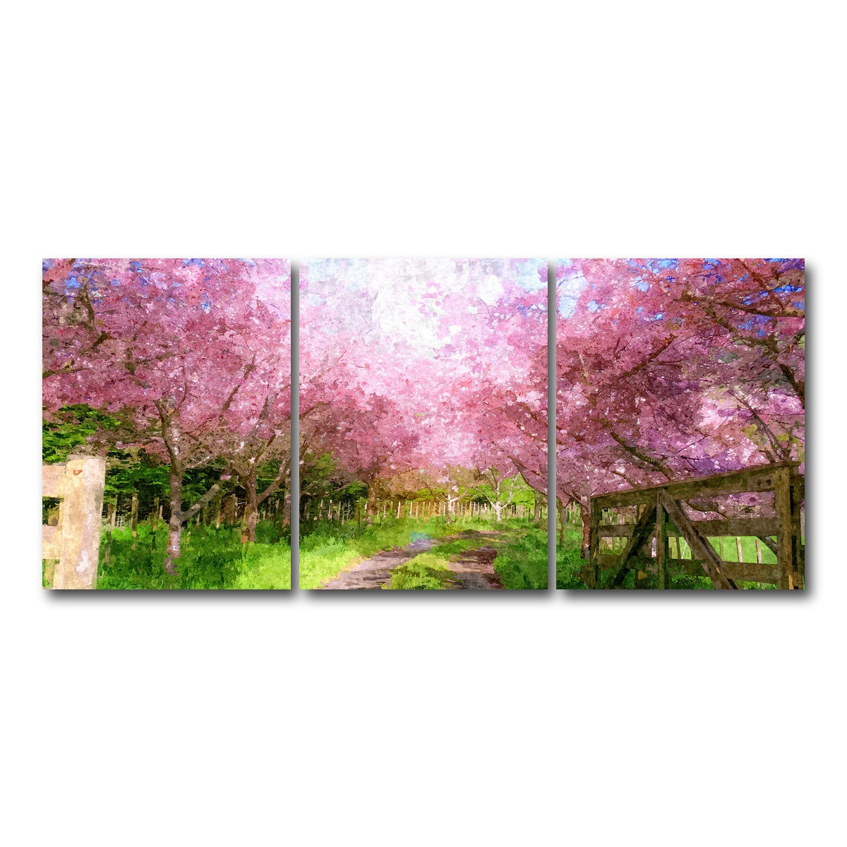AUTO-MOCKUP WHITE | Cherry Blossom Lane | 3 Piece | Gallery Wrap Canvas | group=18x24