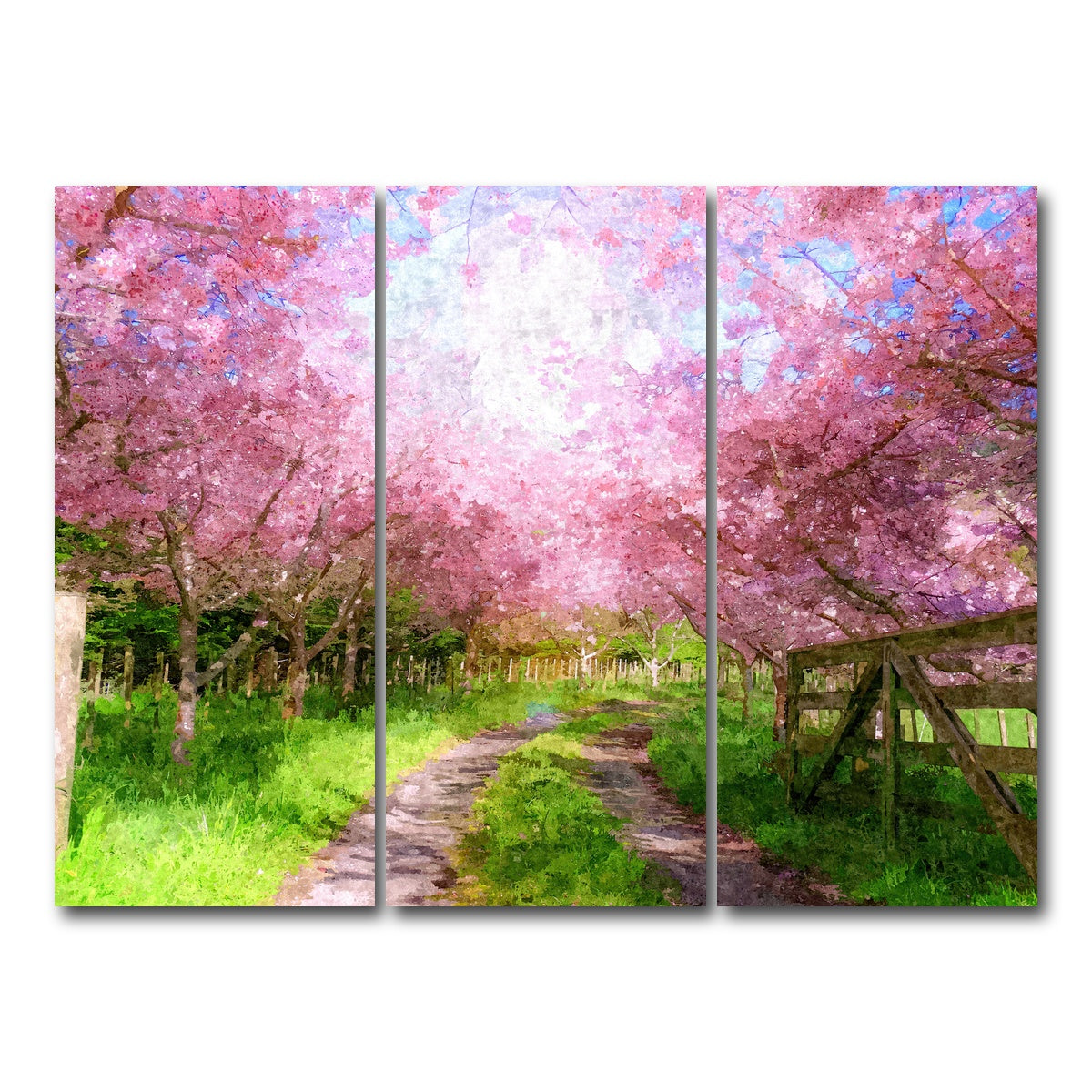 AUTO-MOCKUP WHITE | Cherry Blossom Lane | 3 Piece | Gallery Wrap Canvas | group=8x18