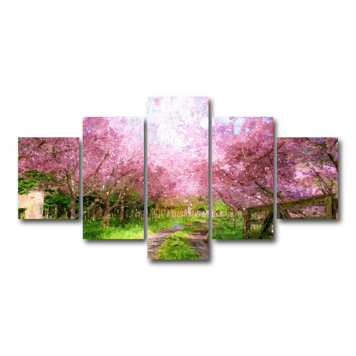 AUTO-MOCKUP WHITE | Cherry Blossom Lane | 5 Piece | Gallery Wrap Canvas | group=5_short