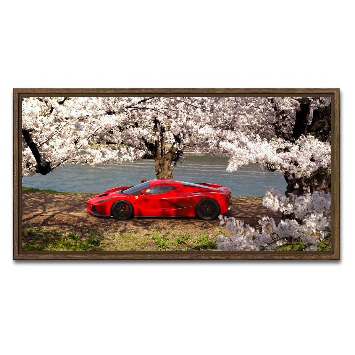 AUTO-MOCKUP WHITE | Cherry Blossom | 1 Piece | Walnut Framed Canvas | group=2x1