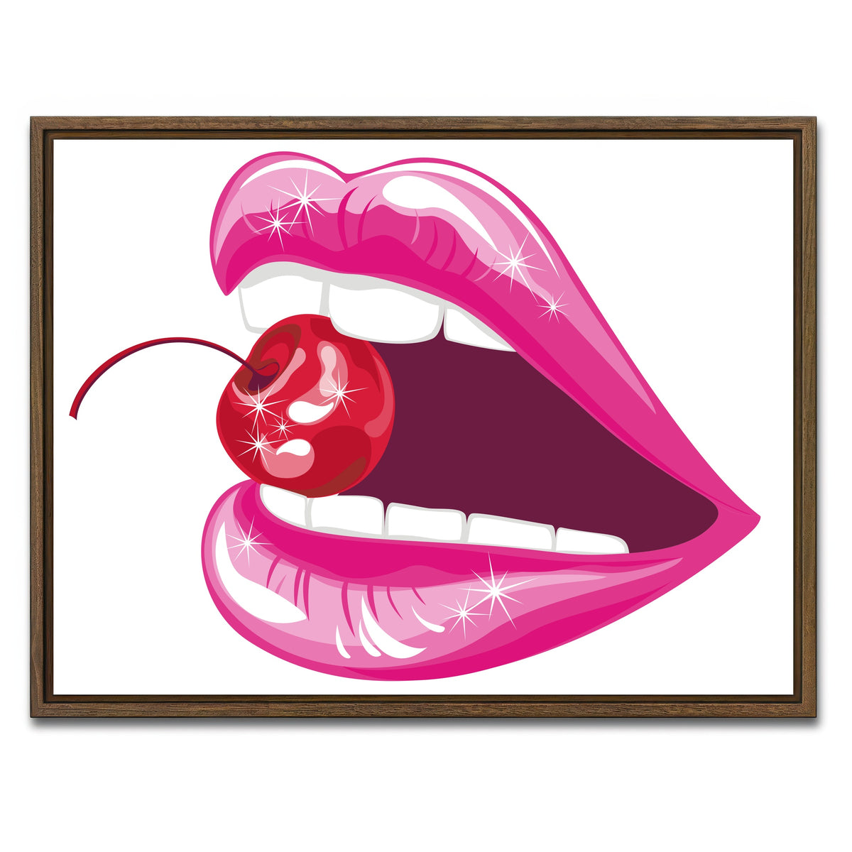 AUTO-MOCKUP WHITE | Cherry Lips | 1 Piece | Walnut Framed Canvas | group=4x3