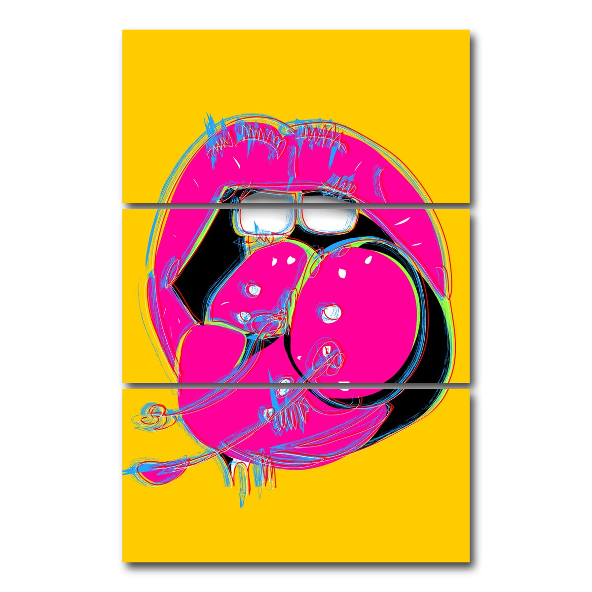 AUTO-MOCKUP WHITE | Cherry Mouth | 3 Piece | Gallery Wrap Canvas | group=12x24_stacked