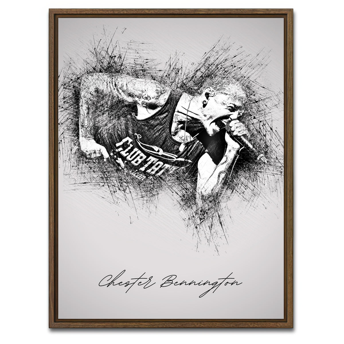 AUTO-MOCKUP WHITE | Chester Bennington Linkin Park | 1 Piece | Walnut Framed Canvas | group=3x4