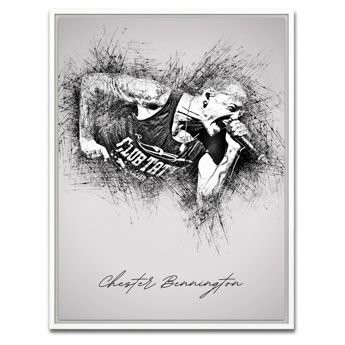 AUTO-MOCKUP WHITE | Chester Bennington Linkin Park | 1 Piece | White Framed Canvas | group=3x4