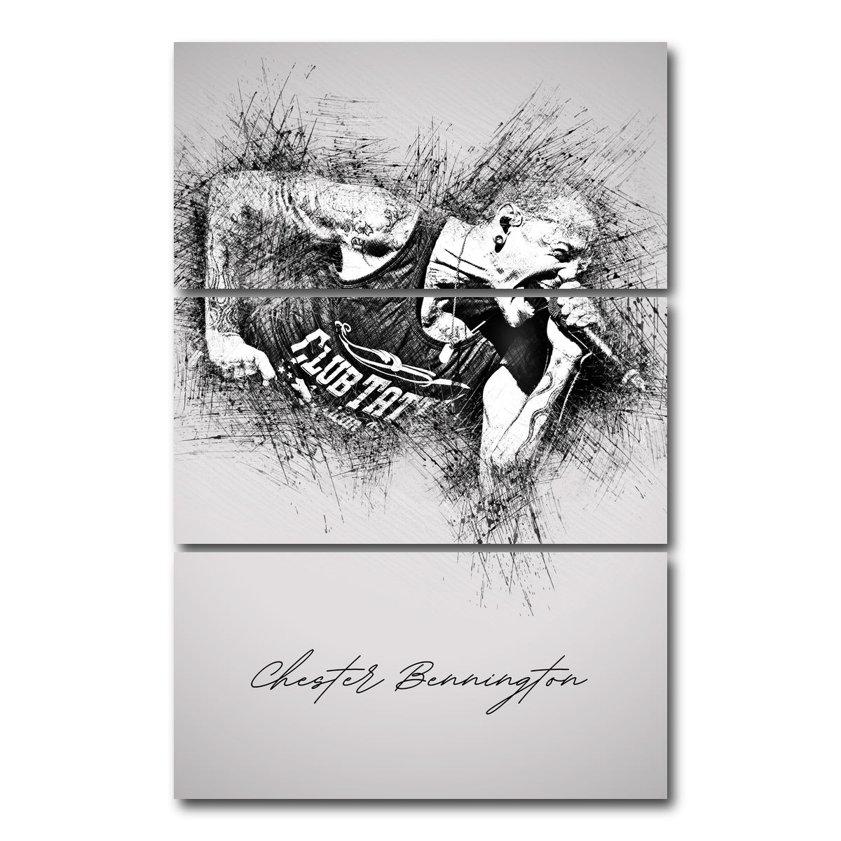 AUTO-MOCKUP WHITE | Chester Bennington Linkin Park | 3 Piece | Gallery Wrap Canvas | group=12x24_stacked