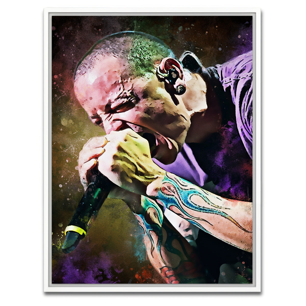 AUTO-MOCKUP WHITE | Chester Bennington Paint | 1 Piece | White Framed Canvas | group=3x4