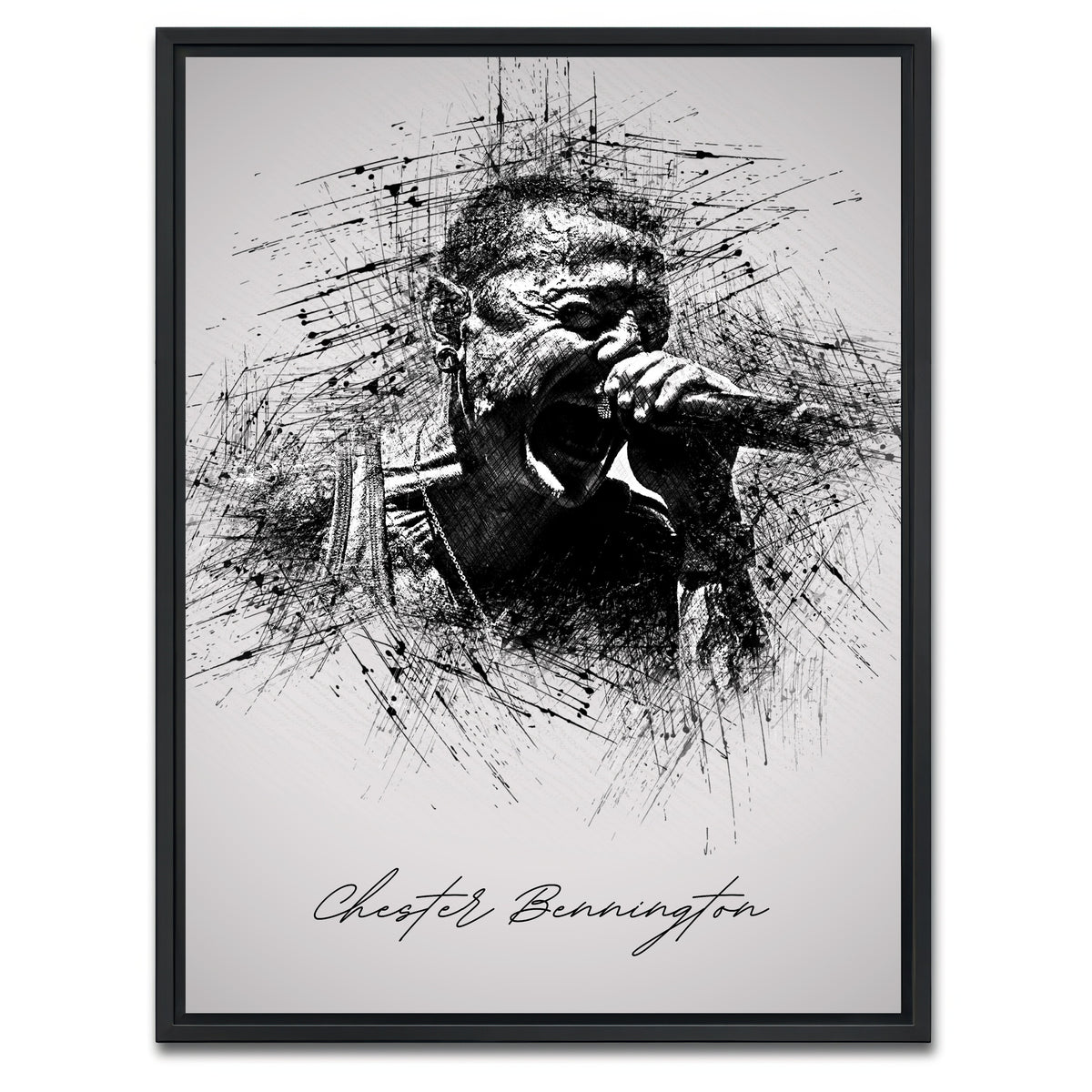 AUTO-MOCKUP WHITE | Chester Bennington Scream | 1 Piece | Black Framed Canvas | group=3x4