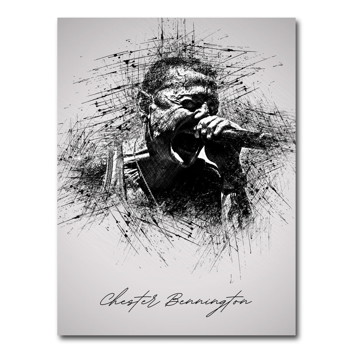 AUTO-MOCKUP WHITE | Chester Bennington Scream | 1 Piece | Gallery Wrap Canvas | group=3x4