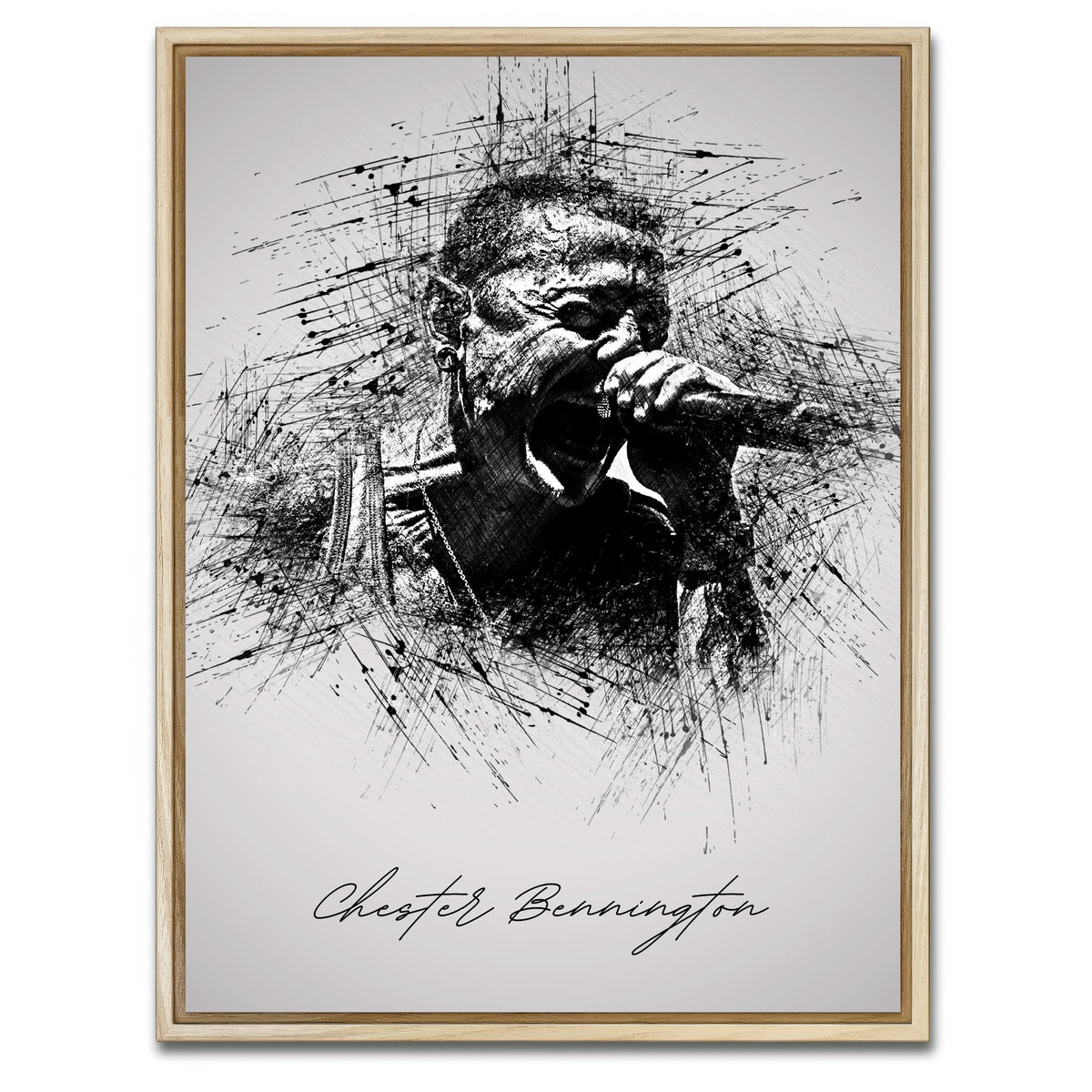 AUTO-MOCKUP WHITE | Chester Bennington Scream | 1 Piece | Natural Framed Canvas | group=3x4