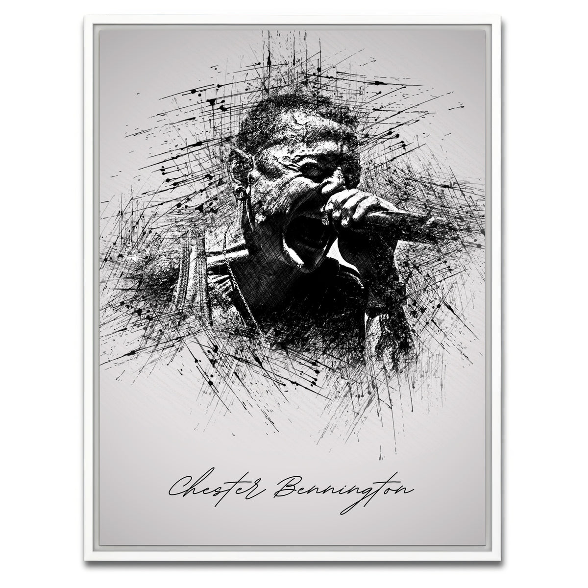 AUTO-MOCKUP WHITE | Chester Bennington Scream | 1 Piece | White Framed Canvas | group=3x4