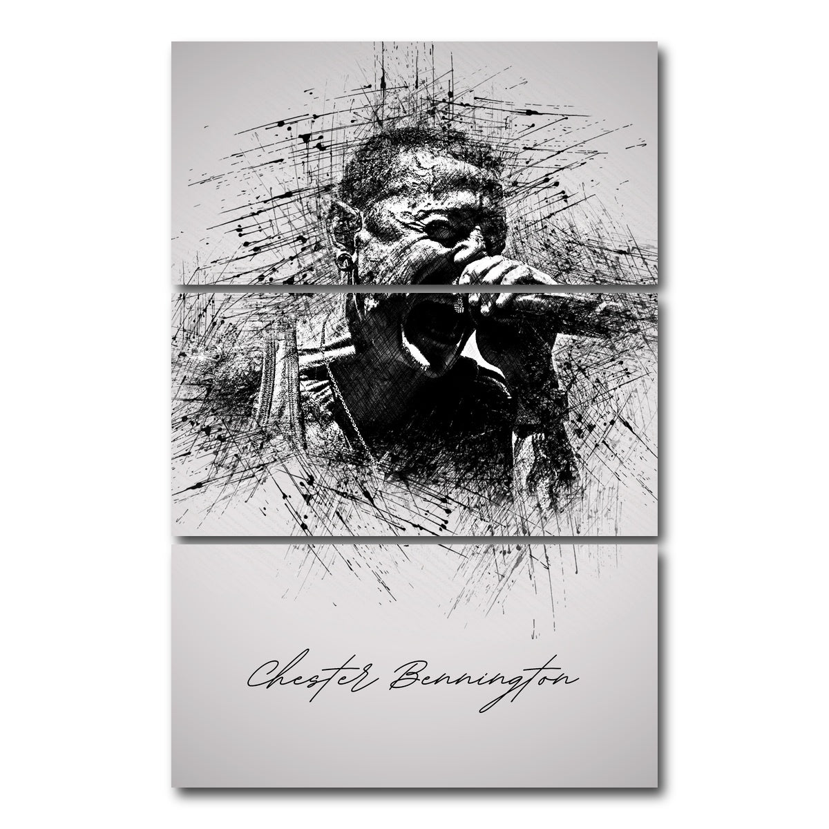 AUTO-MOCKUP WHITE | Chester Bennington Scream | 3 Piece | Gallery Wrap Canvas | group=12x24_stacked