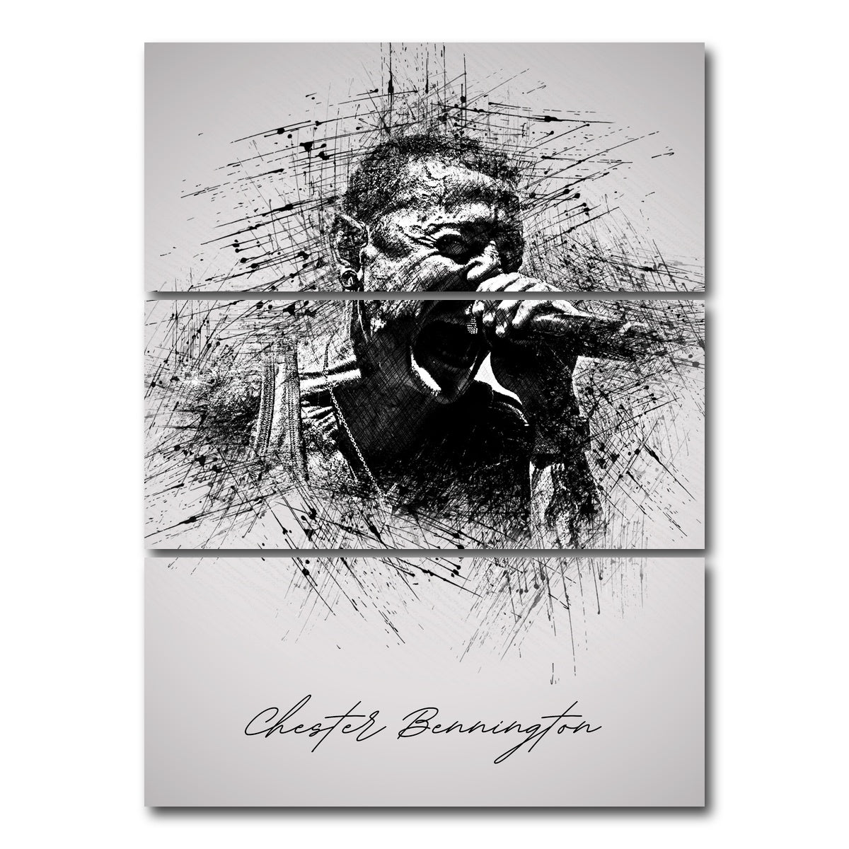 AUTO-MOCKUP WHITE | Chester Bennington Scream | 3 Piece | Gallery Wrap Canvas | group=8x18_stacked