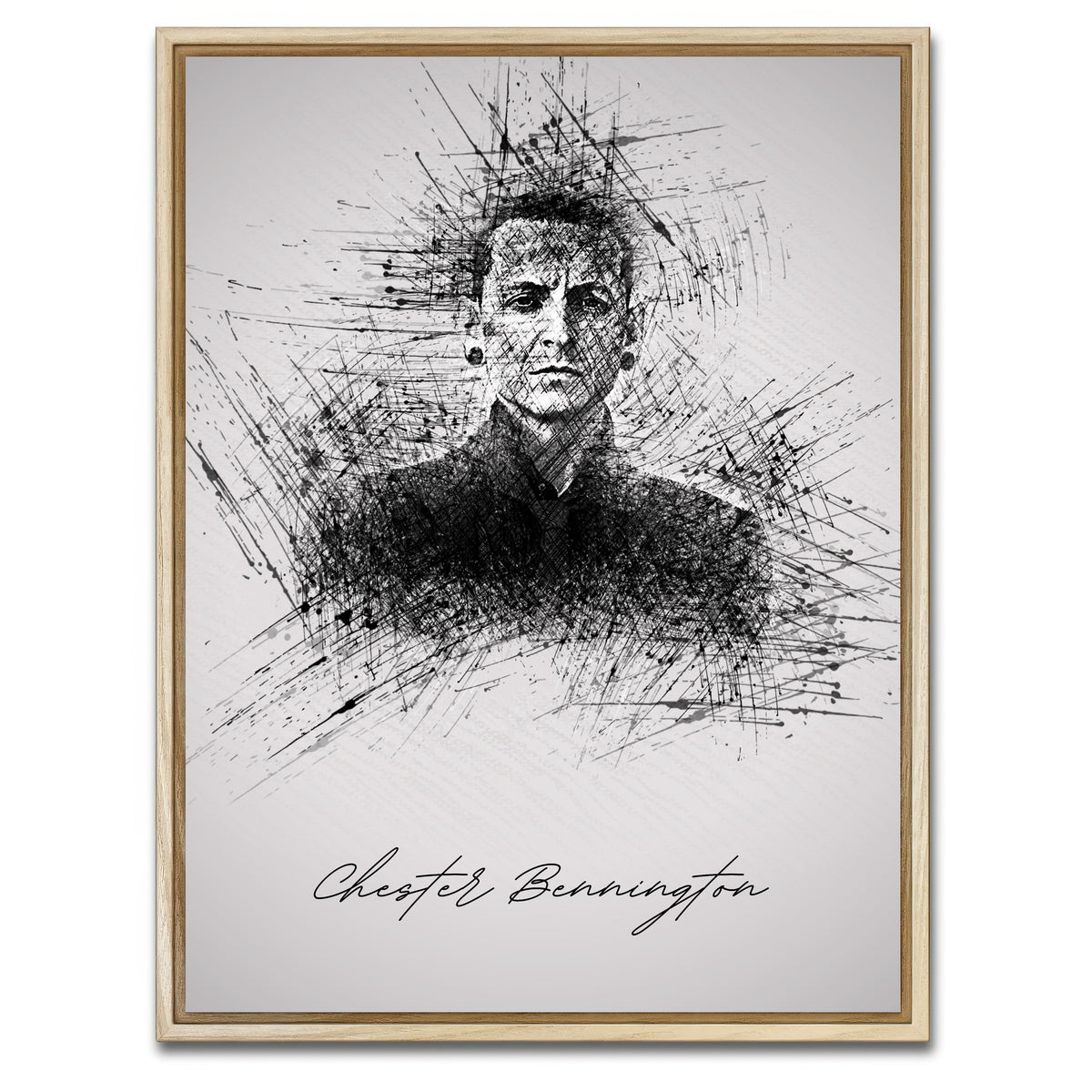 AUTO-MOCKUP WHITE | Chester Bennington Sketch | 1 Piece | Natural Framed Canvas | group=3x4