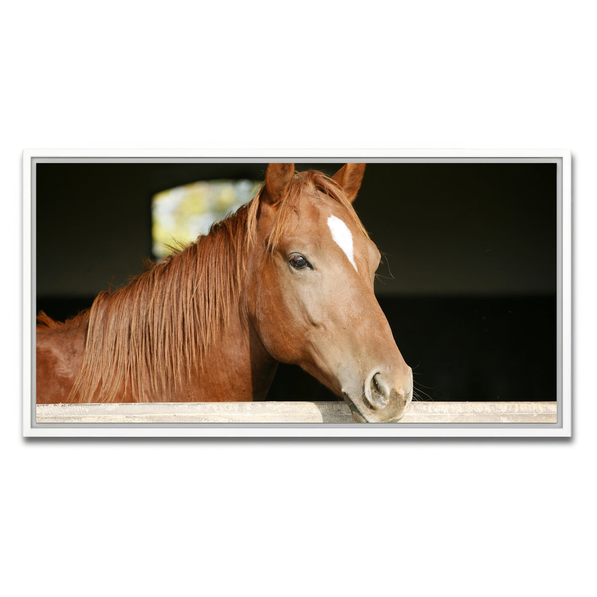 AUTO-MOCKUP WHITE | Chestnut horse | 1 Piece | White Framed Canvas | group=2x1