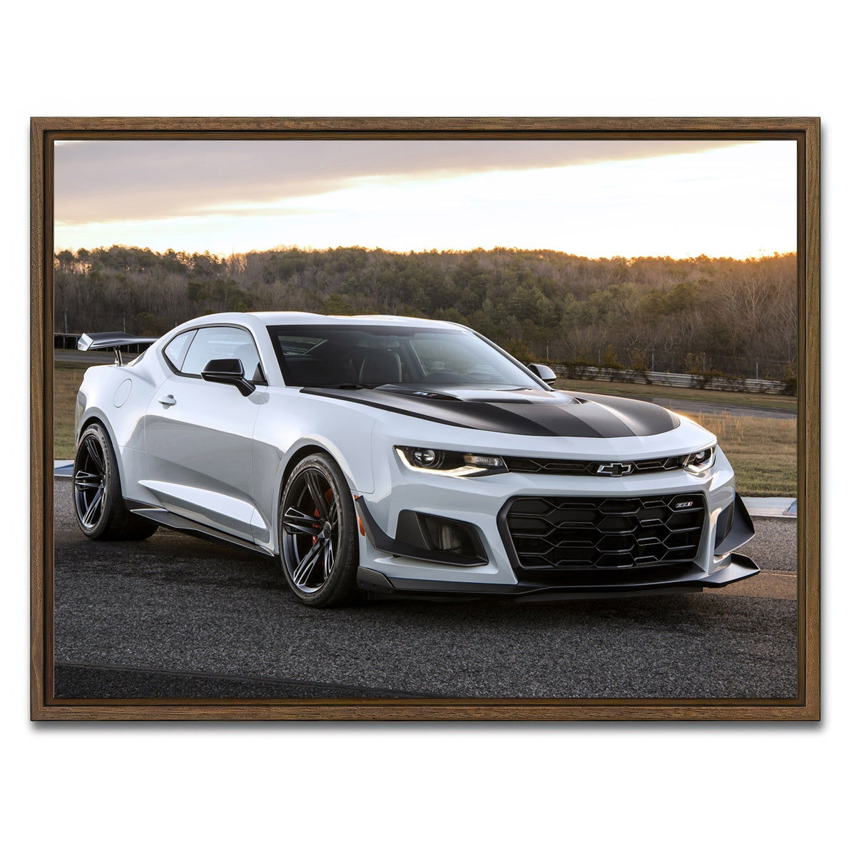 AUTO-MOCKUP WHITE | Chevy Camaro ZL1 | 1 Piece | Walnut Framed Canvas | group=4x3