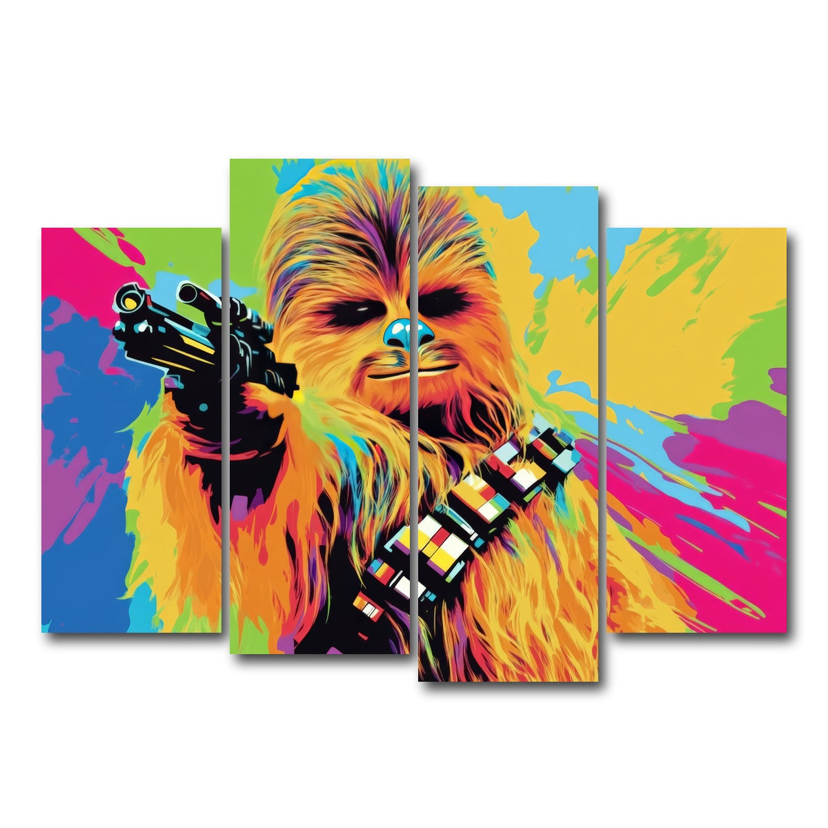 AUTO-MOCKUP WHITE | Chewbacca Color Splash | 4 Piece | Gallery Wrap Canvas | group=4_normal