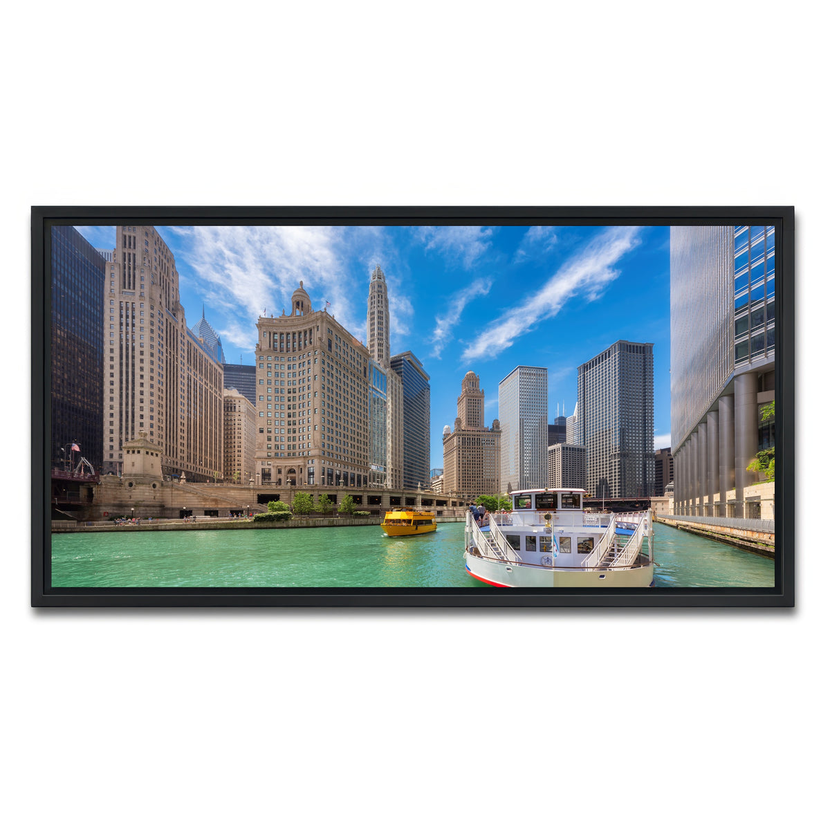 AUTO-MOCKUP WHITE | Chicago River | 1 Piece | Black Framed Canvas | group=2x1
