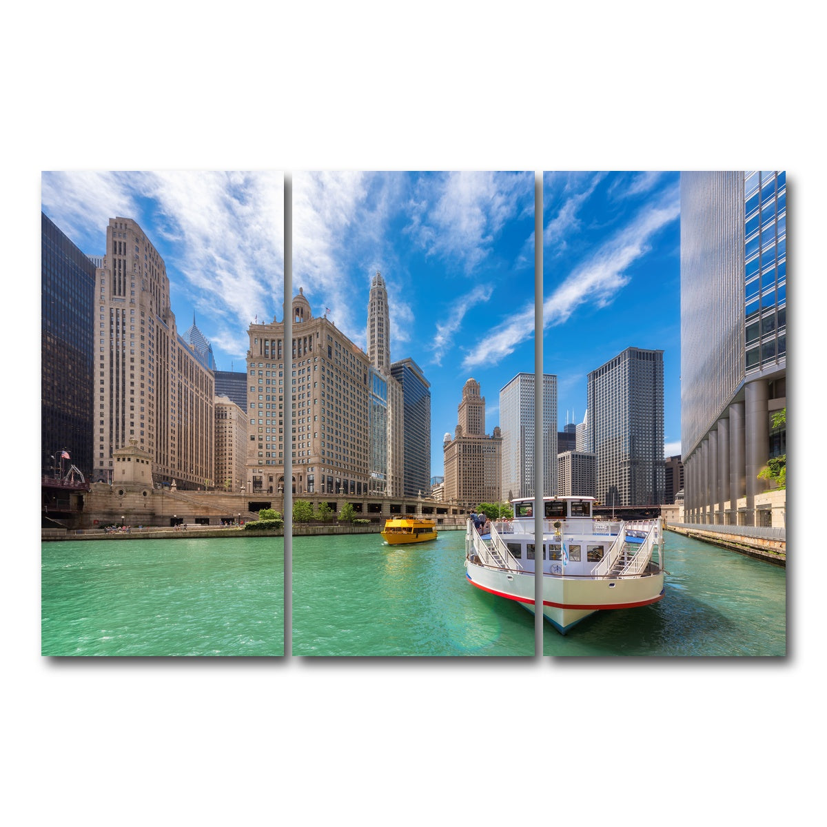 AUTO-MOCKUP WHITE | Chicago River | 3 Piece | Gallery Wrap Canvas | group=12x24
