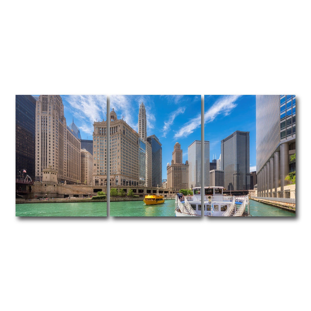 AUTO-MOCKUP WHITE | Chicago River | 3 Piece | Gallery Wrap Canvas | group=18x24