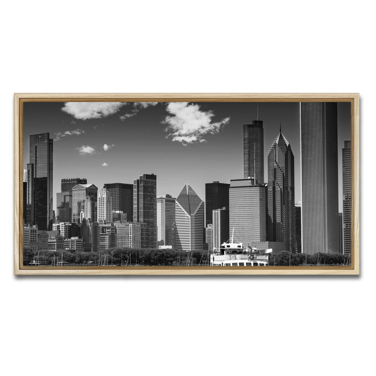 AUTO-MOCKUP WHITE | Chicago Skyline | 1 Piece | Natural Framed Canvas | group=2x1