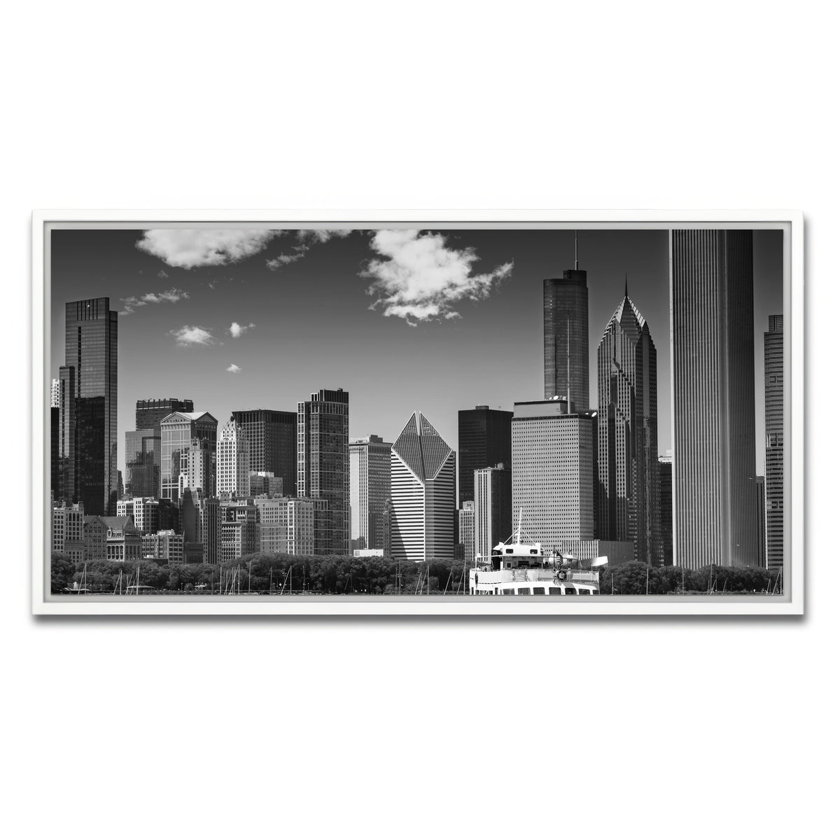 AUTO-MOCKUP WHITE | Chicago Skyline | 1 Piece | White Framed Canvas | group=2x1