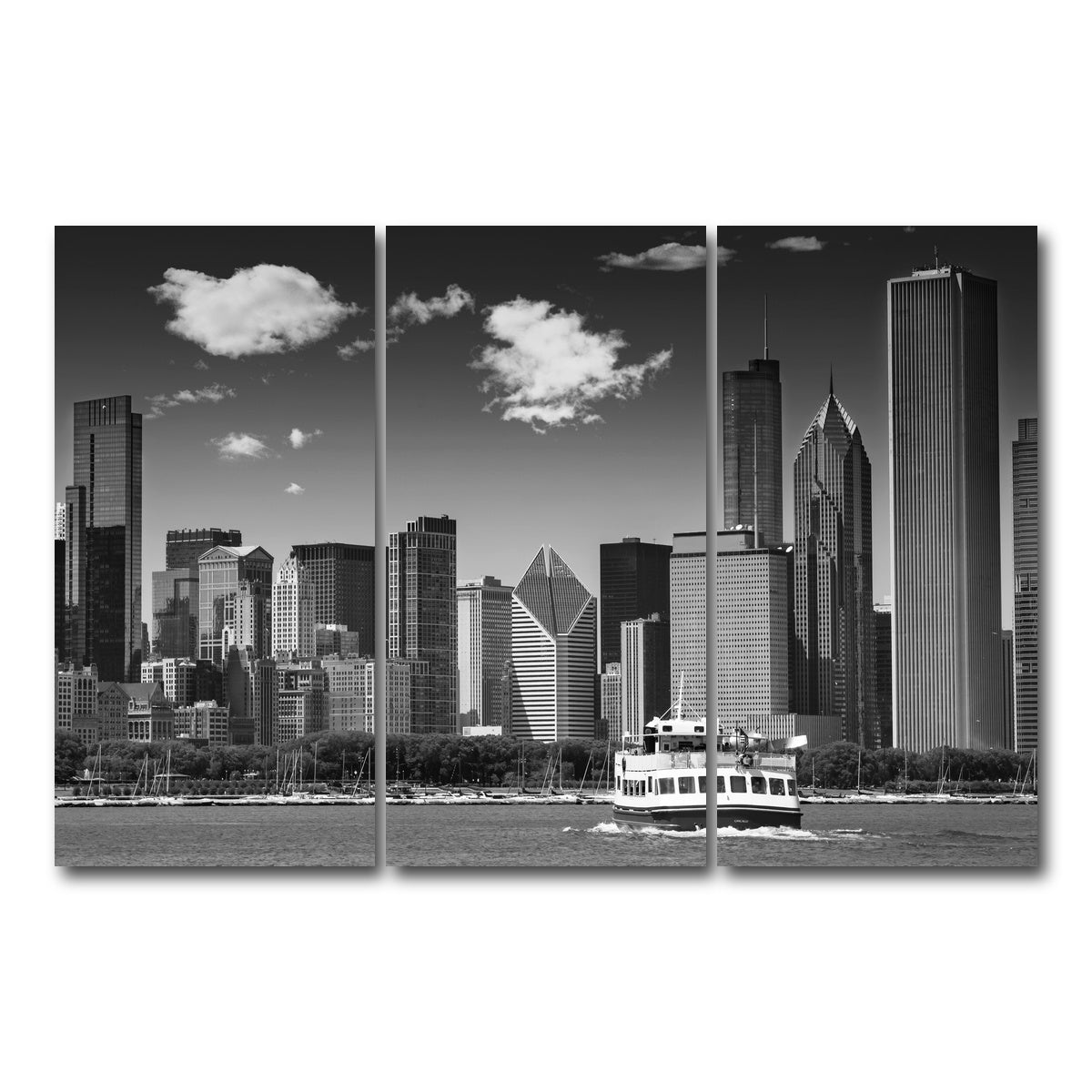 AUTO-MOCKUP WHITE | Chicago Skyline | 3 Piece | Gallery Wrap Canvas | group=12x24