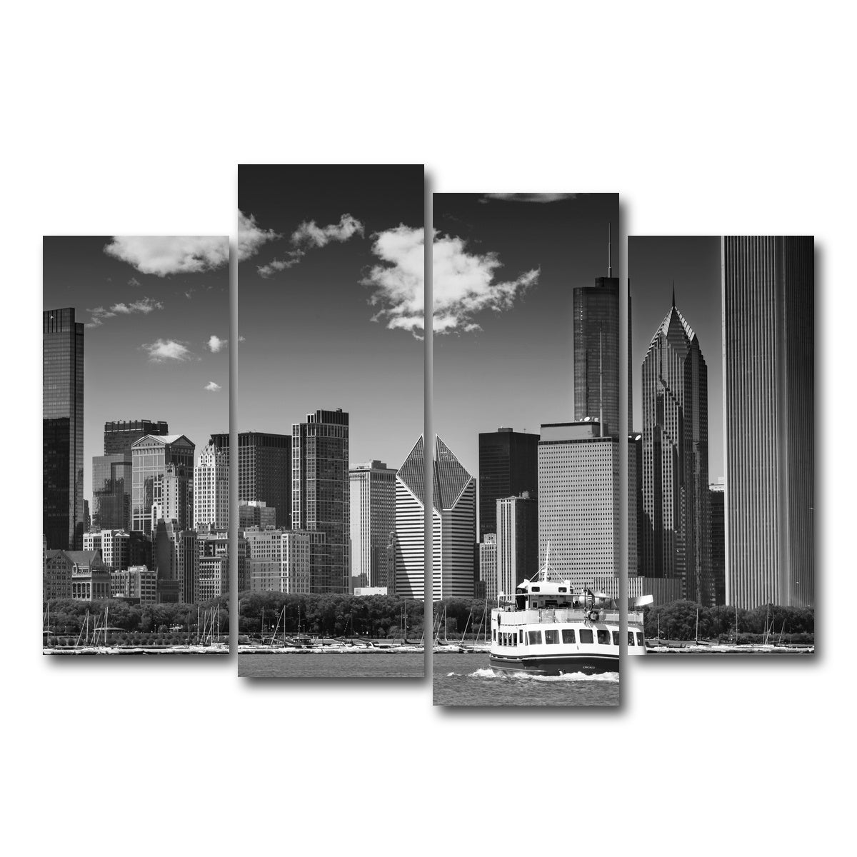 AUTO-MOCKUP WHITE | Chicago Skyline | 4 Piece | Gallery Wrap Canvas | group=4_normal