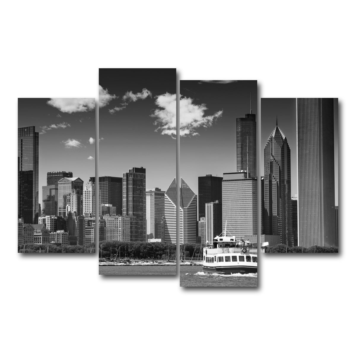 AUTO-MOCKUP WHITE | Chicago Skyline | 4 Piece | Gallery Wrap Canvas | group=4_short