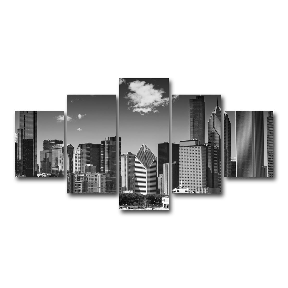 AUTO-MOCKUP WHITE | Chicago Skyline | 5 Piece | Gallery Wrap Canvas | group=5_short
