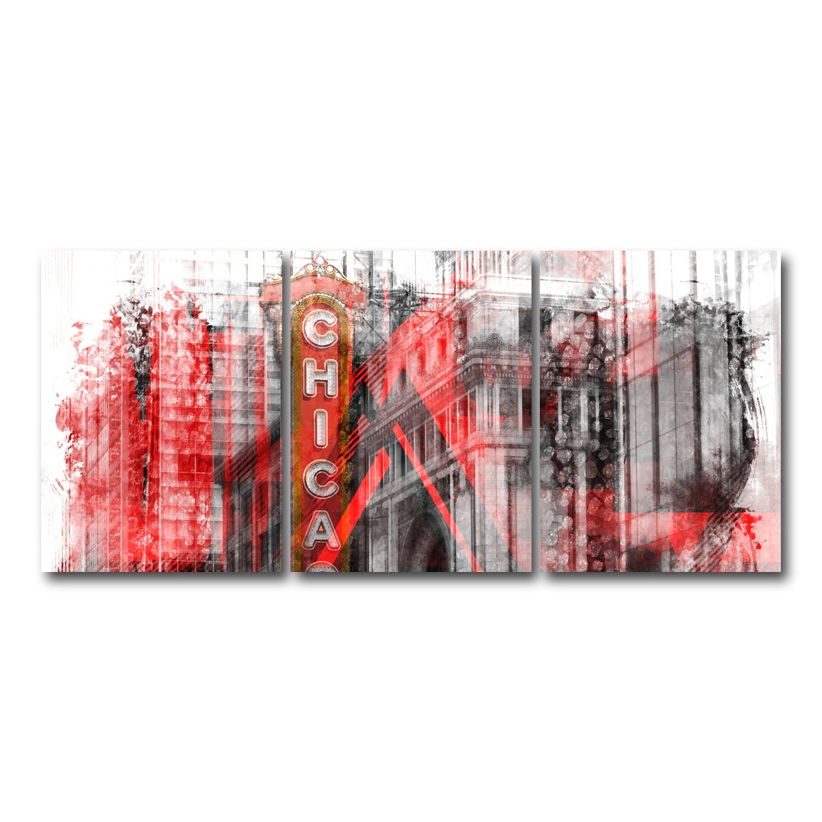 AUTO-MOCKUP WHITE | Chicago _ Geometric Mix No. 4 | 3 Piece | Gallery Wrap Canvas | group=18x24