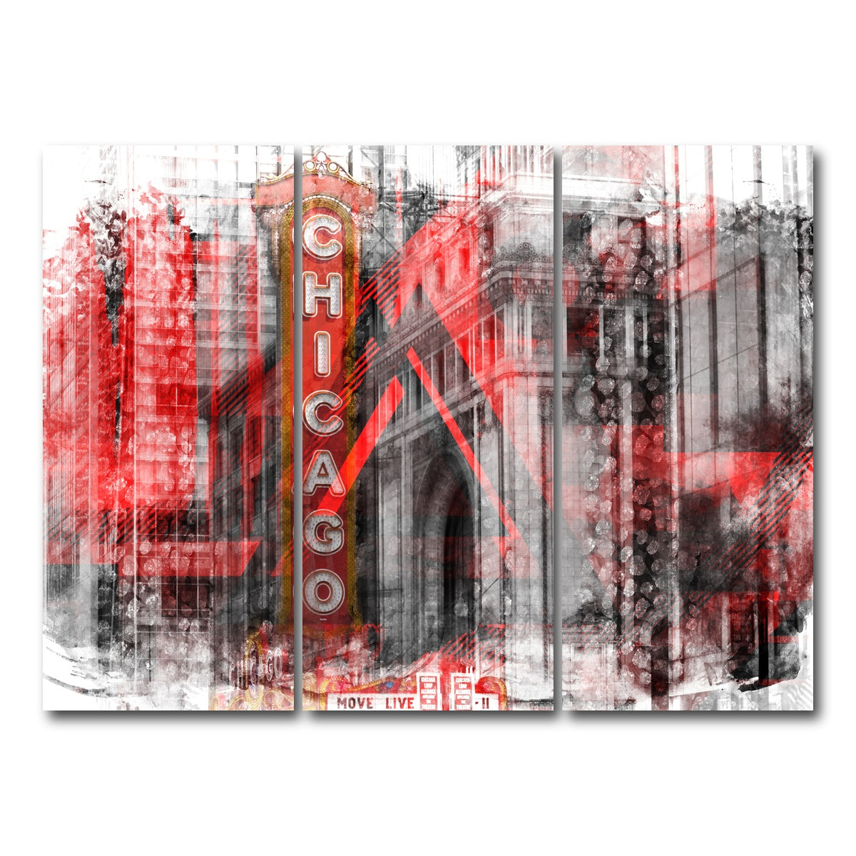 AUTO-MOCKUP WHITE | Chicago _ Geometric Mix No. 4 | 3 Piece | Gallery Wrap Canvas | group=8x18