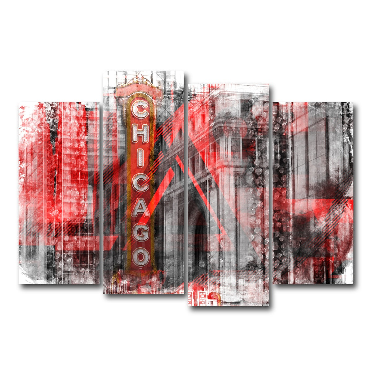 AUTO-MOCKUP WHITE | Chicago _ Geometric Mix No. 4 | 4 Piece | Gallery Wrap Canvas | group=4_normal