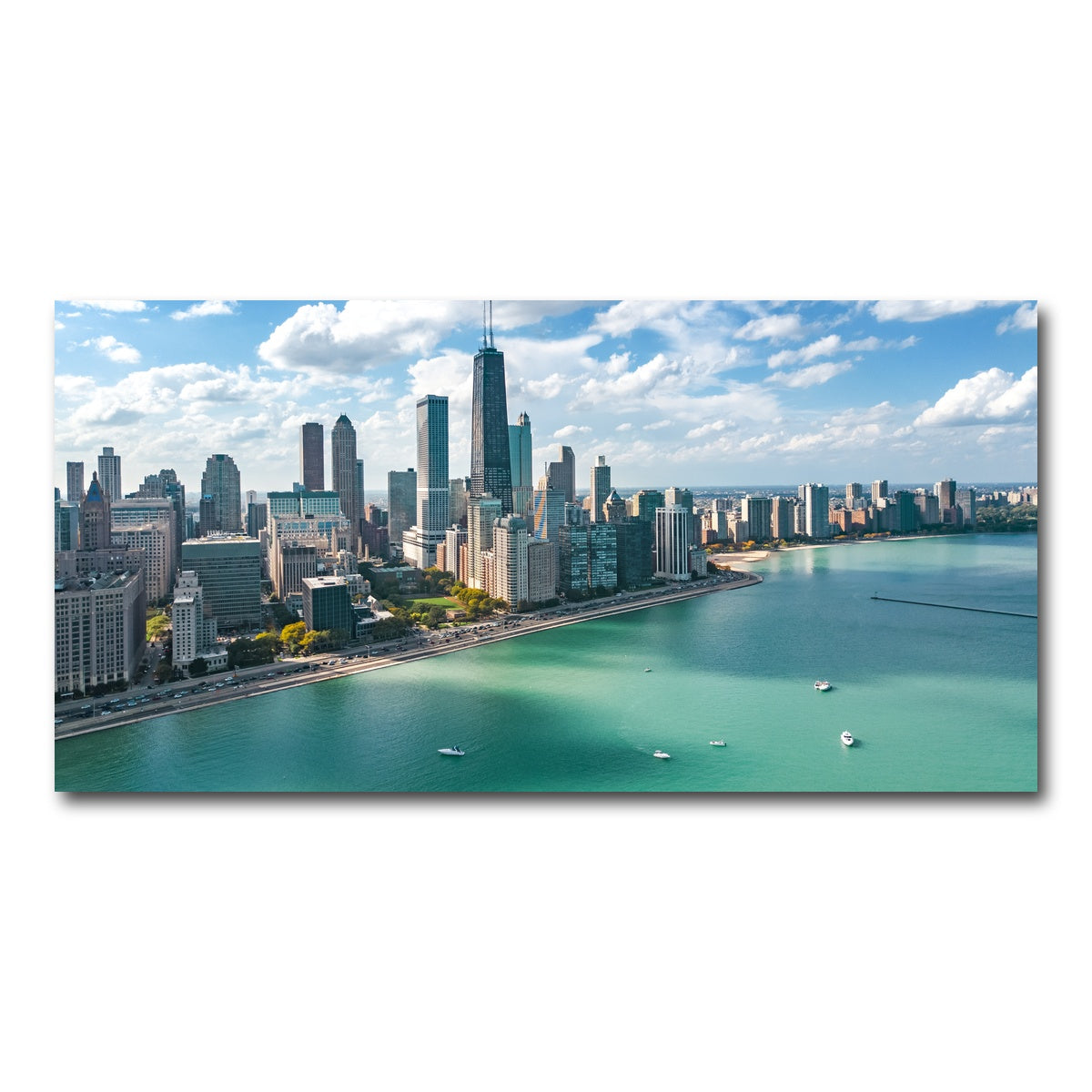 AUTO-MOCKUP WHITE | Chicago skyline aerial | 1 Piece | Gallery Wrap Canvas | group=2x1