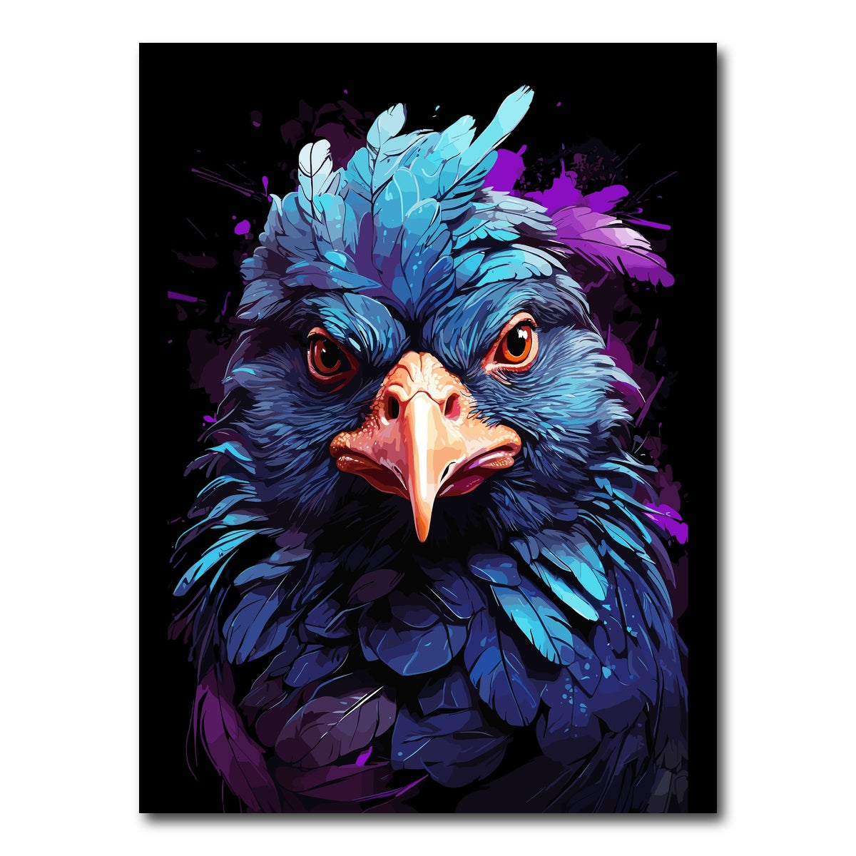 AUTO-MOCKUP WHITE | Chicken Animal Colorful | 1 Piece | Gallery Wrap Canvas | group=3x4