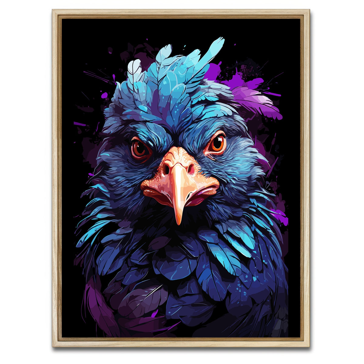 AUTO-MOCKUP WHITE | Chicken Animal Colorful | 1 Piece | Natural Framed Canvas | group=3x4