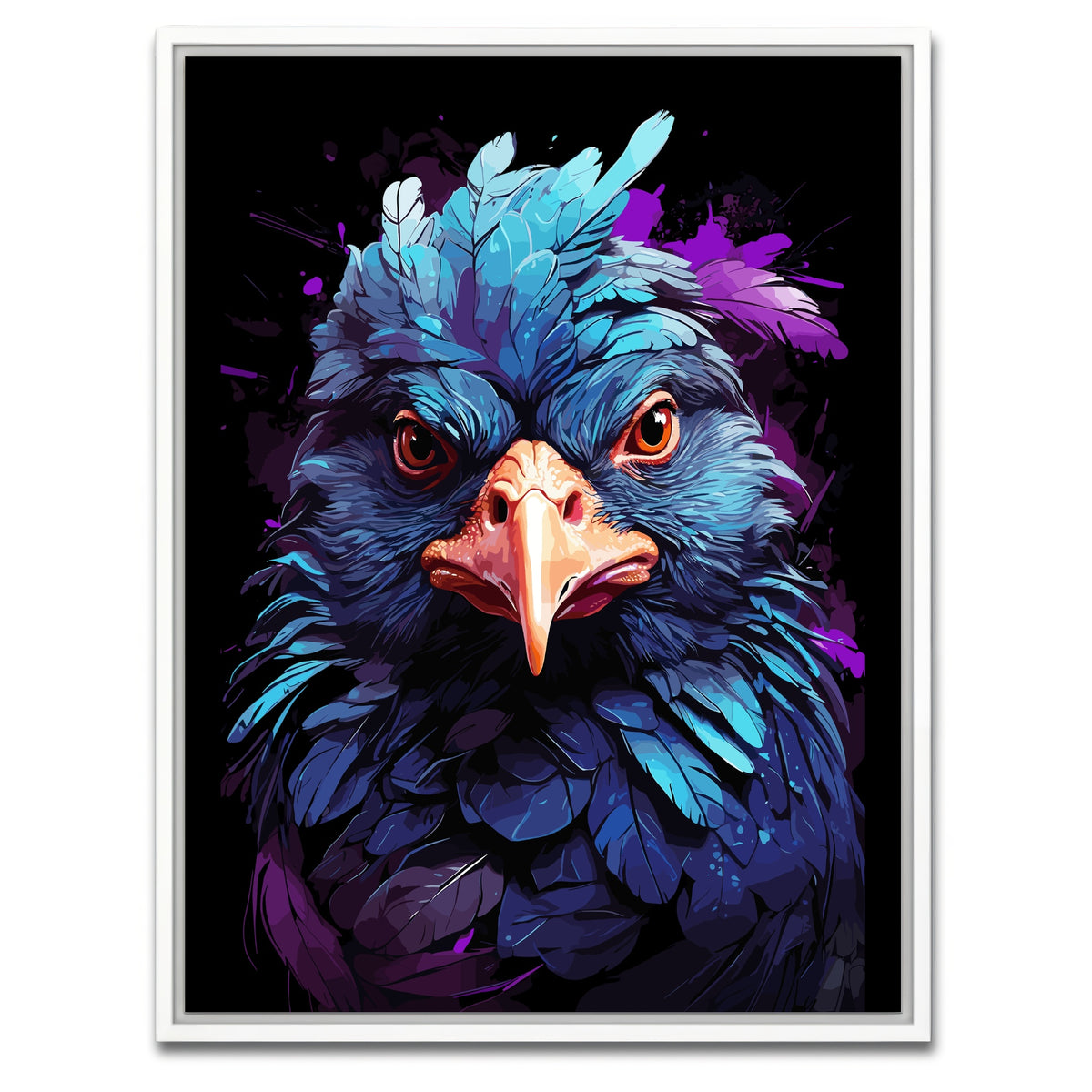 AUTO-MOCKUP WHITE | Chicken Animal Colorful | 1 Piece | White Framed Canvas | group=3x4