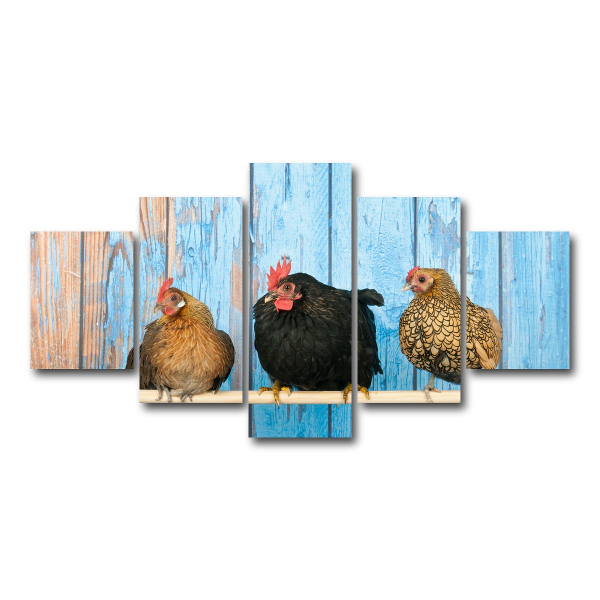 AUTO-MOCKUP WHITE | Chickens in henhouse | 5 Piece | Gallery Wrap Canvas | group=5_short