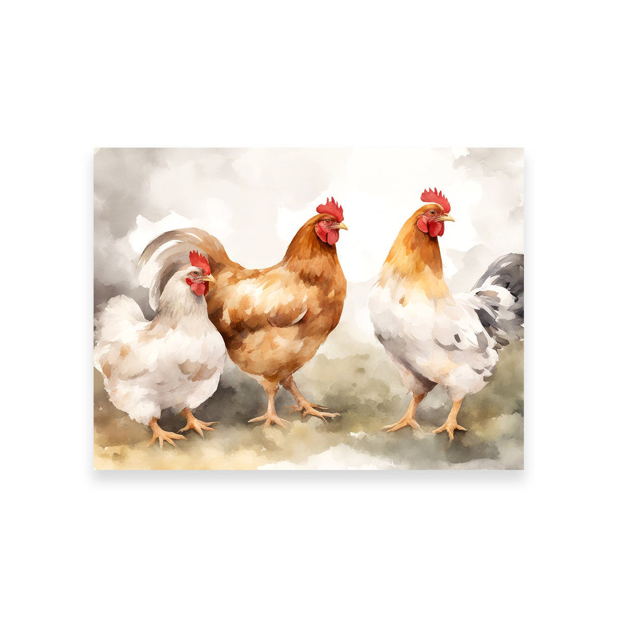 Chicken Watercolor Wall Art