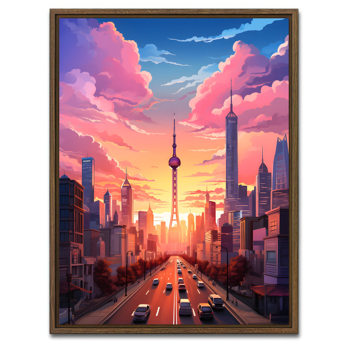 AUTO-MOCKUP WHITE | China - Shanghai | 1 Piece | Walnut Framed Canvas | group=3x4